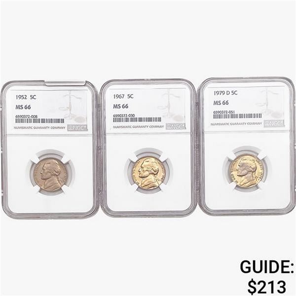 [3]1952-1979 Jefferson Nickel NGC MS66