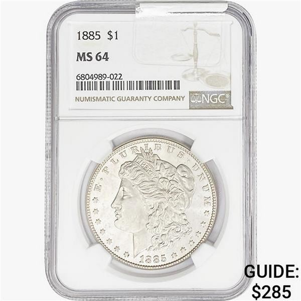 1885 Morgan Silver Dollar NGC MS64