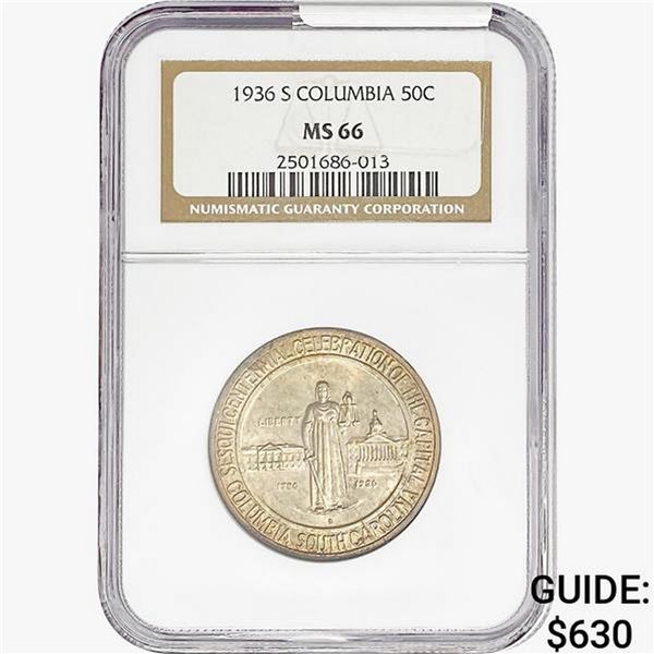 1936-S Columbia Half Dollar NGC MS66