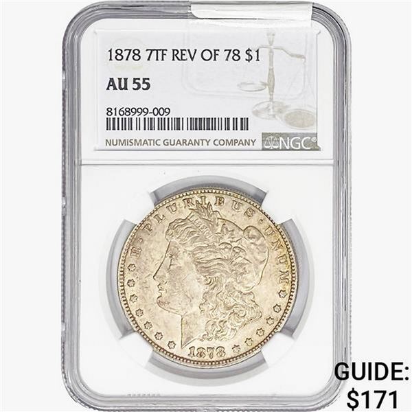 1878 REV78 Morgan Silver Dollar NGC AU55