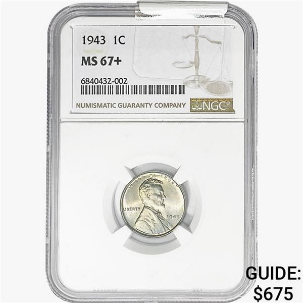 1943 Wheat Cent NGC MS67+