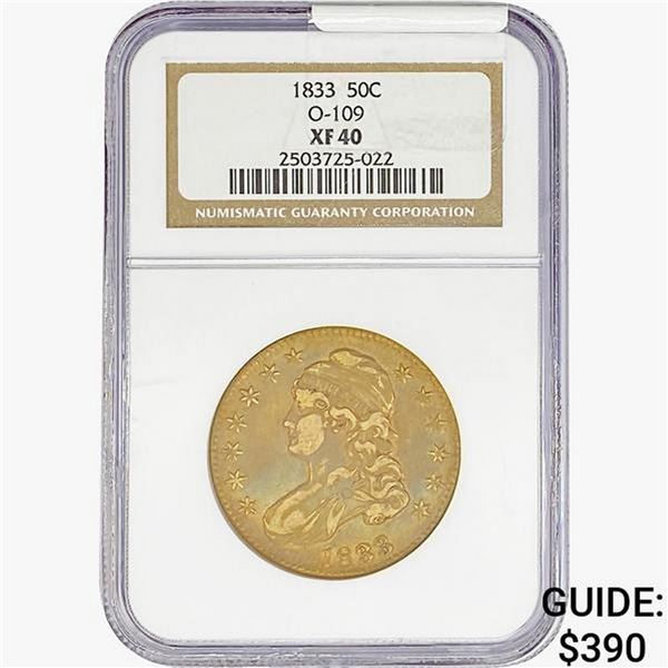 1833 Capped Bust Half Dollar NGC XF40 O-109