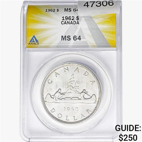 1962 Silver $1 Canada ANACS MS64
