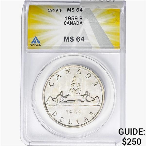 1959 Silver $1 Canada ANACS MS64