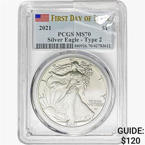 2021 $1 ASE 1 OZ PCGS MS70 Type 2