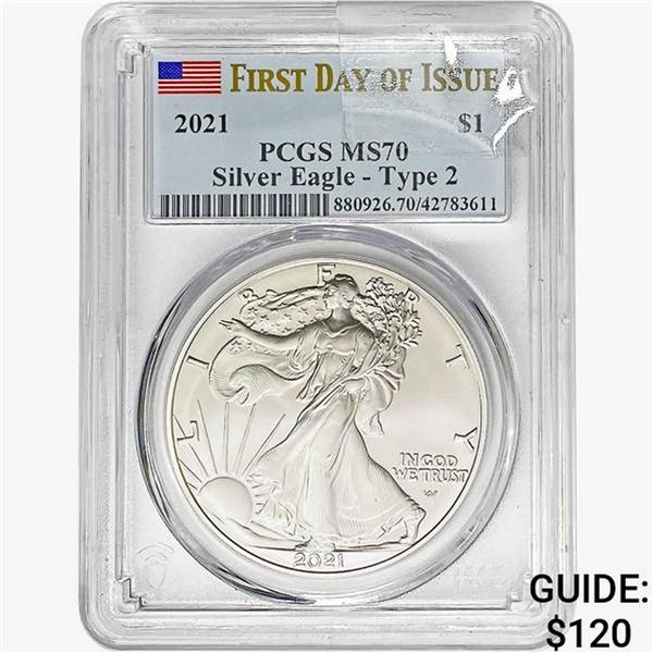 2021 $1 ASE 1 OZ PCGS MS70 Type 2