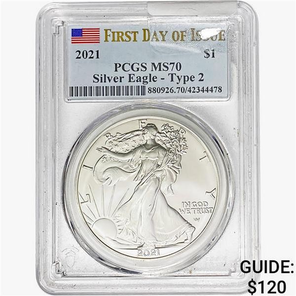 2021 $1 ASE 1 OZ PCGS MS70 Type 2