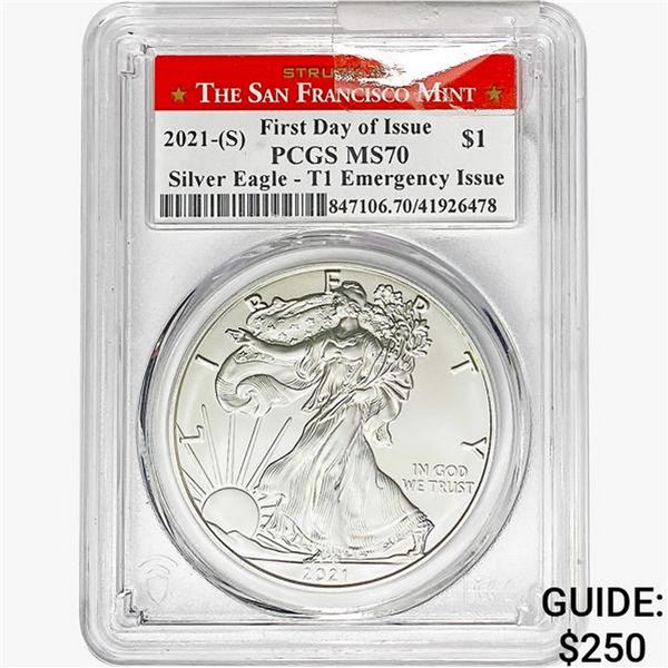 2021-S $1 ASE 1 OZ PCGS MS70 Type 1 EI