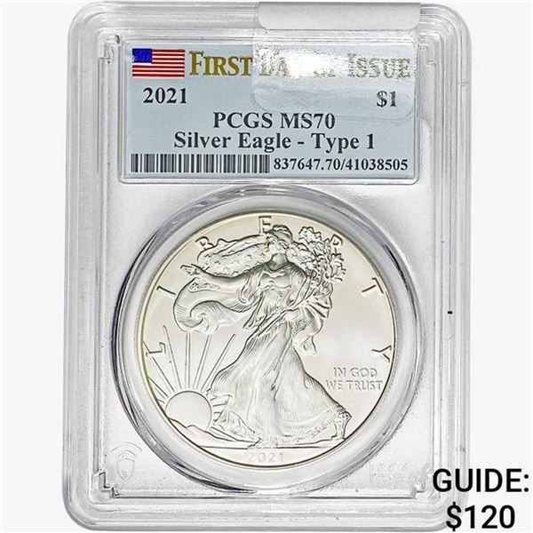 2021 $1 ASE 1 OZ PCGS MS70 Type 1