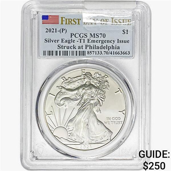 2021-P $1 ASE 1 OZ PCGS MS70 Type 1 EI