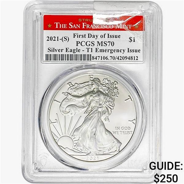 2021-S $1 ASE 1 OZ PCGS MS70 Type 1 EI