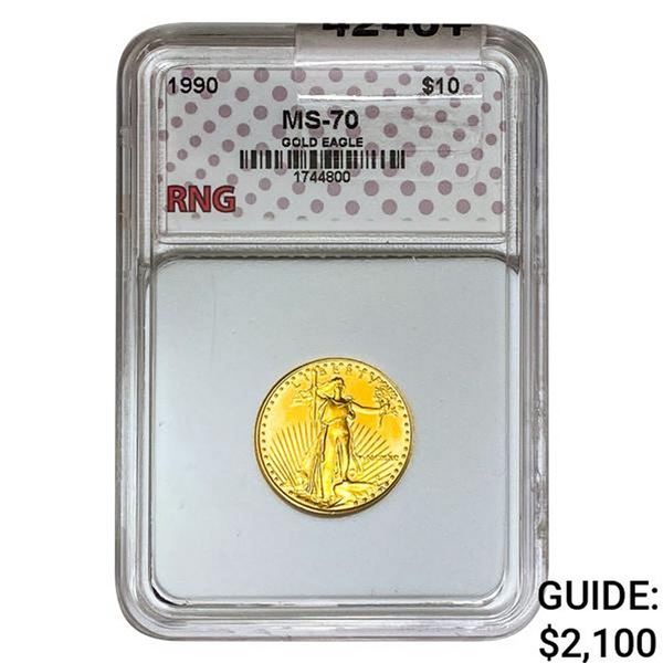 1990 1/4oz $10 AGE RNG MS70