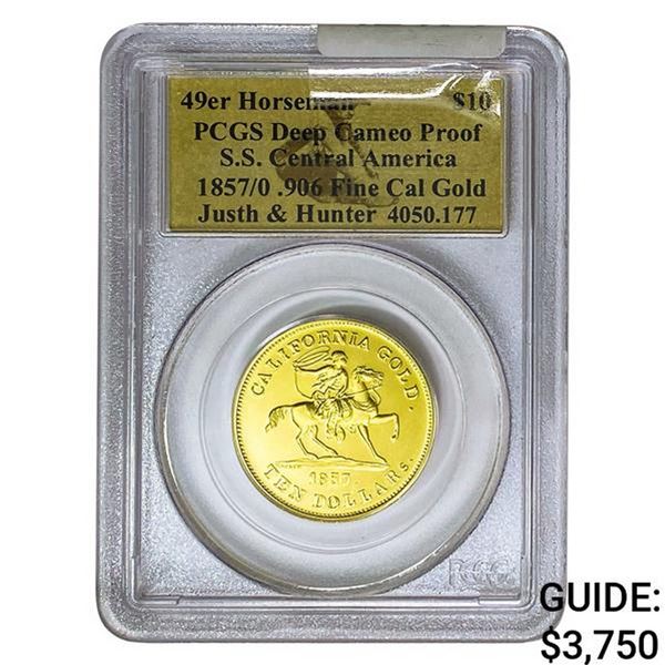 1857/ 0 0.54oz Gold $10 49er Horseman PCGS PR