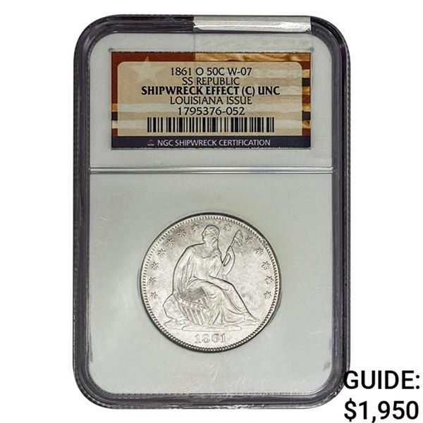 1861-O Seated Liberty Half Dollar NGC UNC Shipwreck