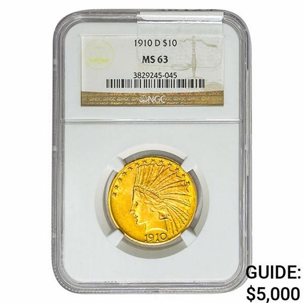 1910-D $10 Gold Eagle NGC MS63