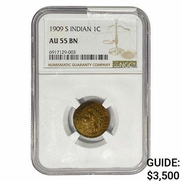 1909-S Indian Head Cent NGC AU55 BN