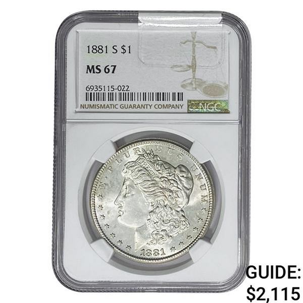1881-S Morgan Silver Dollar NGC MS67