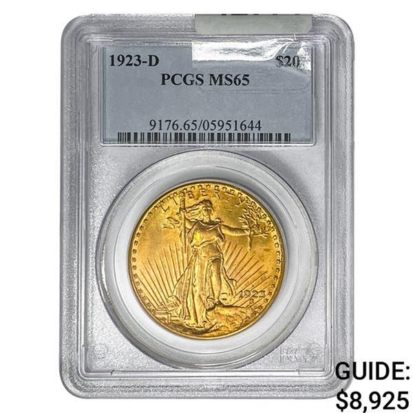 1923-D $20 Gold Double Eagle PCGS MS65