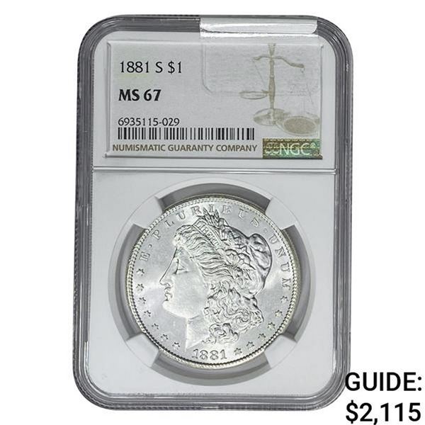 1881-S Morgan Silver Dollar NGC MS67