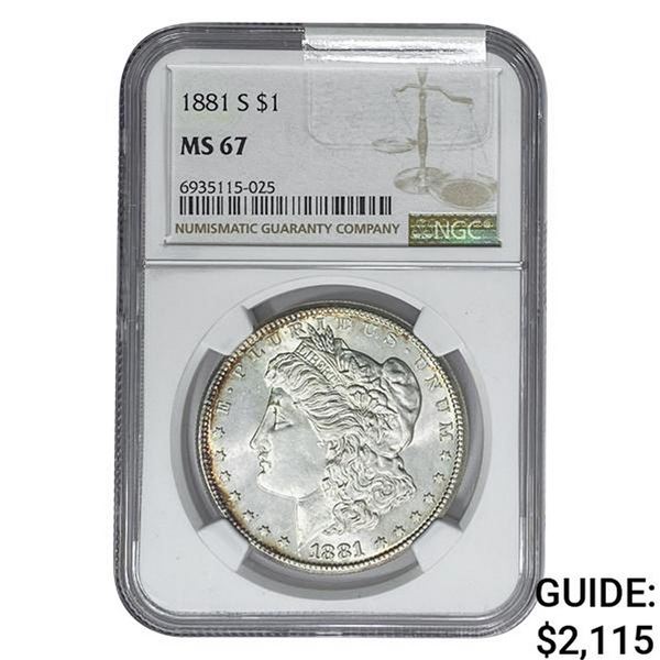 1881-S Morgan Silver Dollar NGC MS67