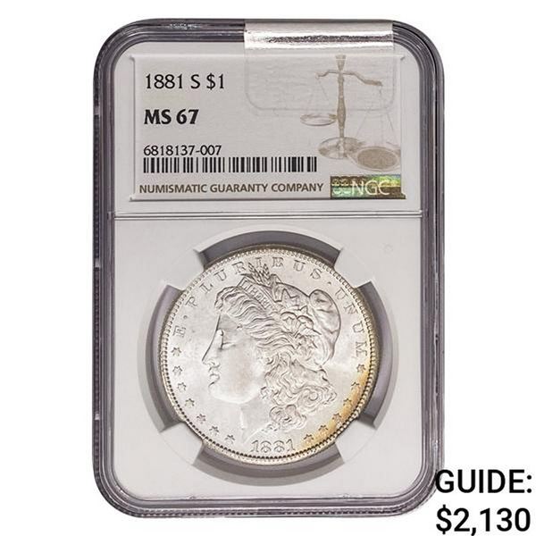 1881-S Morgan Silver Dollar NGC MS67
