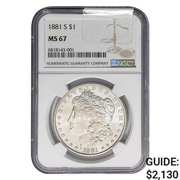 1881-S Morgan Silver Dollar NGC MS67