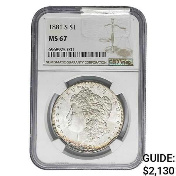 1881-S Morgan Silver Dollar NGC MS67