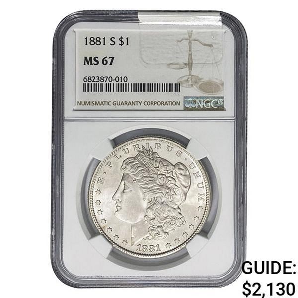 1881-S Morgan Silver Dollar NGC MS67