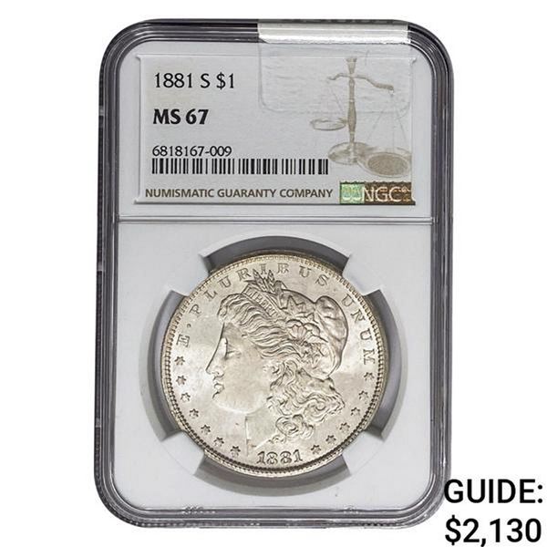 1881-S Morgan Silver Dollar NGC MS67