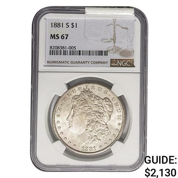 1881-S Morgan Silver Dollar NGC MS67