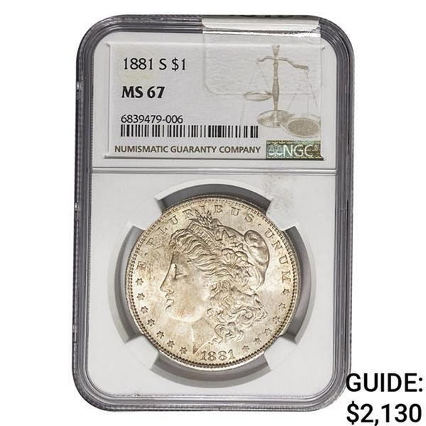 1881-S Morgan Silver Dollar NGC MS67