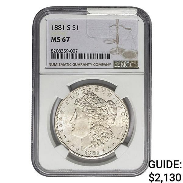 1881-S Morgan Silver Dollar NGC MS67