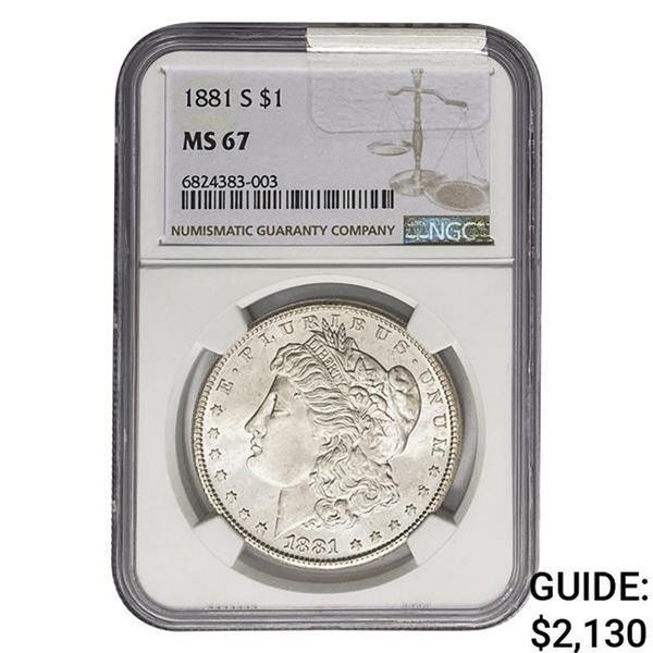 1881-S Morgan Silver Dollar NGC MS67