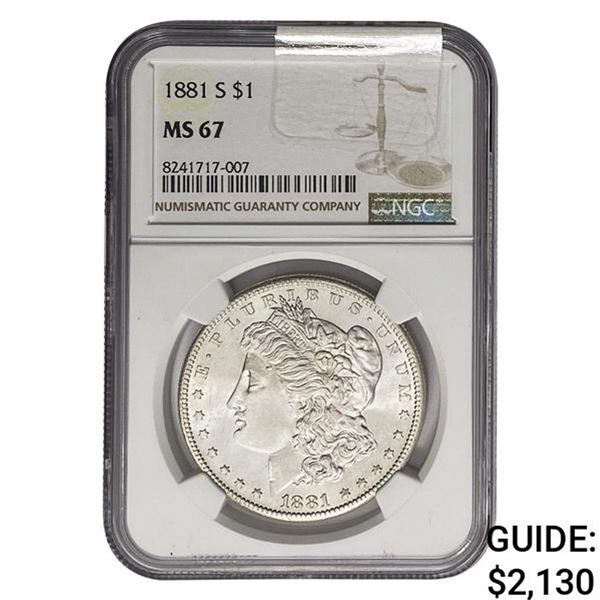1881-S Morgan Silver Dollar NGC MS67