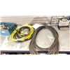 Image 1 : GROUP LOT OF 2X50' AIR HOSES AND 80' GARDEN HOSE, 2 EXTENSION CORDS