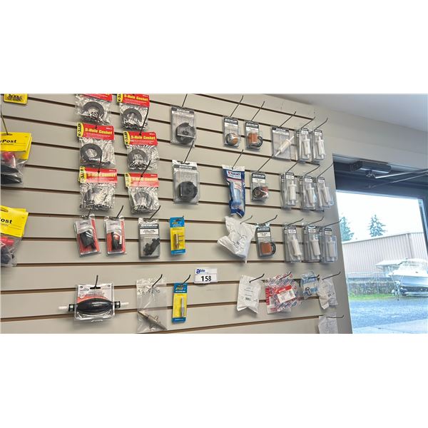 GROUP LOT ON SLOT WALL. 5 HOLE GASKET, FUEL PUMP FILTERS, IN-LINE FILTERS, FUEL LINE CONNECTORS
