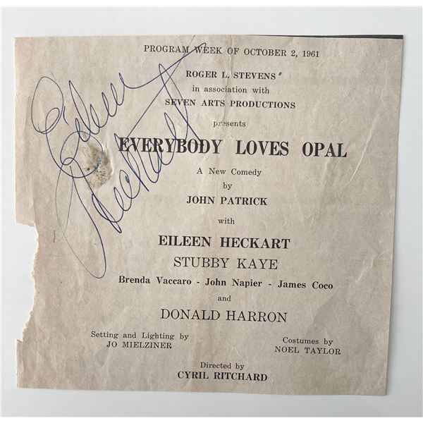 Eileen Heckart signed newspaper clipping