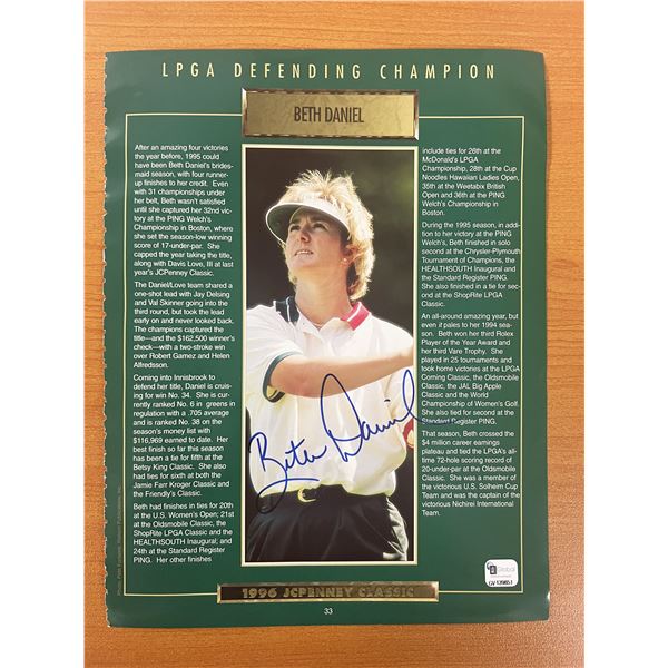 LPGA Defending Champion Beth Daniel signed profile page
