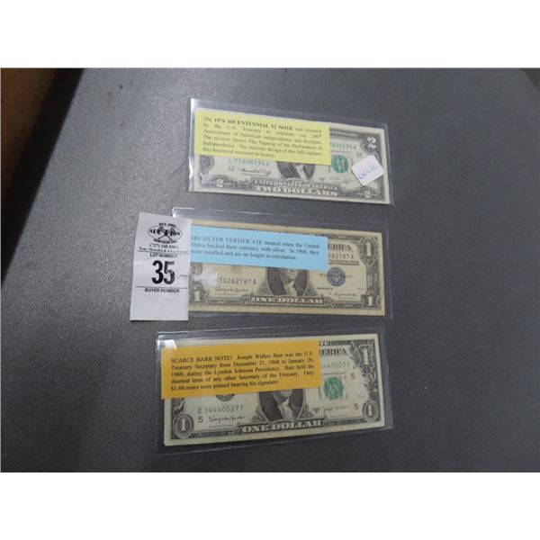 1976  $2 Note, Silver Cert. Barr Note