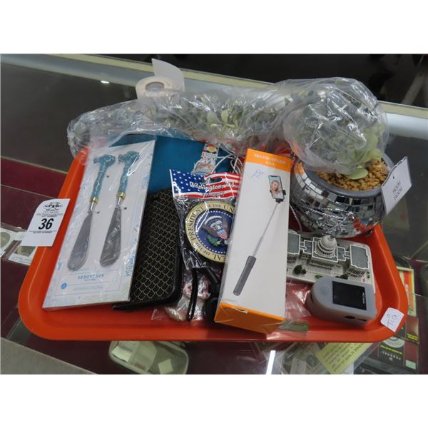 Travel Souvenirs, Keychain, Mirrored Succulent, Selfie Stick