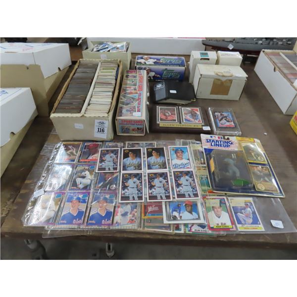 Large Lot of Sports Trading Cards, Figurine