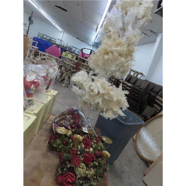 Christmas Candleabras, White Christmas Tree/Ornaments