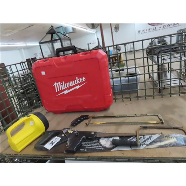 Hand Saws, Flashlight, Tool Case