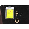 Image 1 : 14K .2g WG Earring, 10K Hoop Earring .6g, 9K Cross 2.4g
