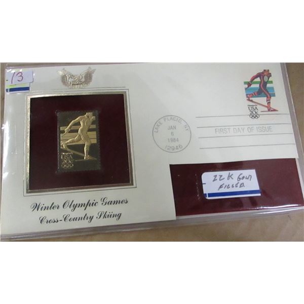 WINTER OLYMPIC GAMES 22 KARAT GOLD STAMP