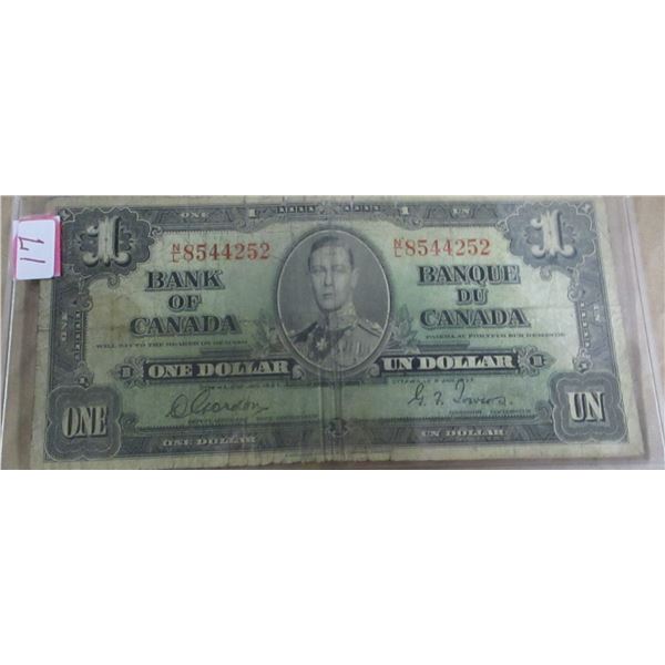 1937 BANK OF CANADA (LEGAL TENDER) KING GEORGE VI DOLLAR