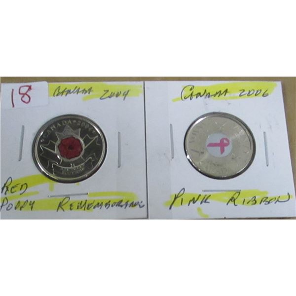 2004 RED POPPY & 2006 PINK RIBBON CANADA P/L QUARTERS