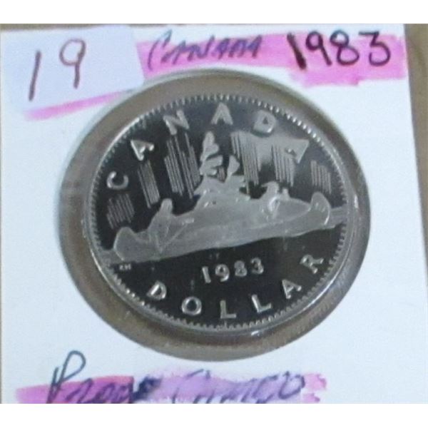 1983 PROOF CAMEO CANADA VOYAGER DOLLAR