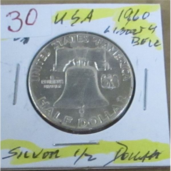 1960 USA LIBERTY BELL SILVER HALF DOLLAR