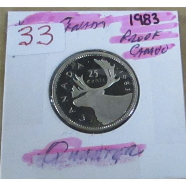 1983 PROOF CAMEO CANADA QUARTER